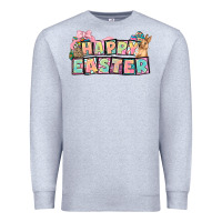 Heather Grey Happy Easter plate letters Easter Day Premium Sweatshirt - HowdyJamesFarm
