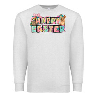 Oatmeal Heather Happy Easter plate letters Easter Day Premium Sweatshirt - HowdyJamesFarm