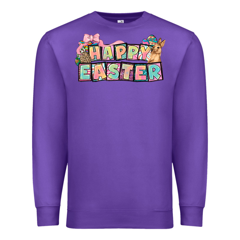 Happy Easter Plate Letters Easter Day Premium Sweatshirt by HowdyJamesFarm | Teevron