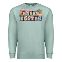 Seafoam Happy Easter plate letters Easter Day Premium Sweatshirt - HowdyJamesFarm