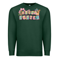 Sports Green Happy Easter plate letters Easter Day Premium Sweatshirt - HowdyJamesFarm