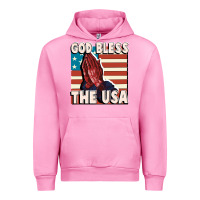 Fuchsia Pink God Bless the USA Urban Hoodie - FaDigitalArtStudio