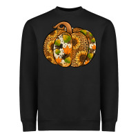 Black Leopard cowhide sunflower pumpkin Heavyweight Sweatshirt - NancyCooperArtShop