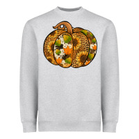 Heather Grey Leopard cowhide sunflower pumpkin Heavyweight Sweatshirt - NancyCooperArtShop