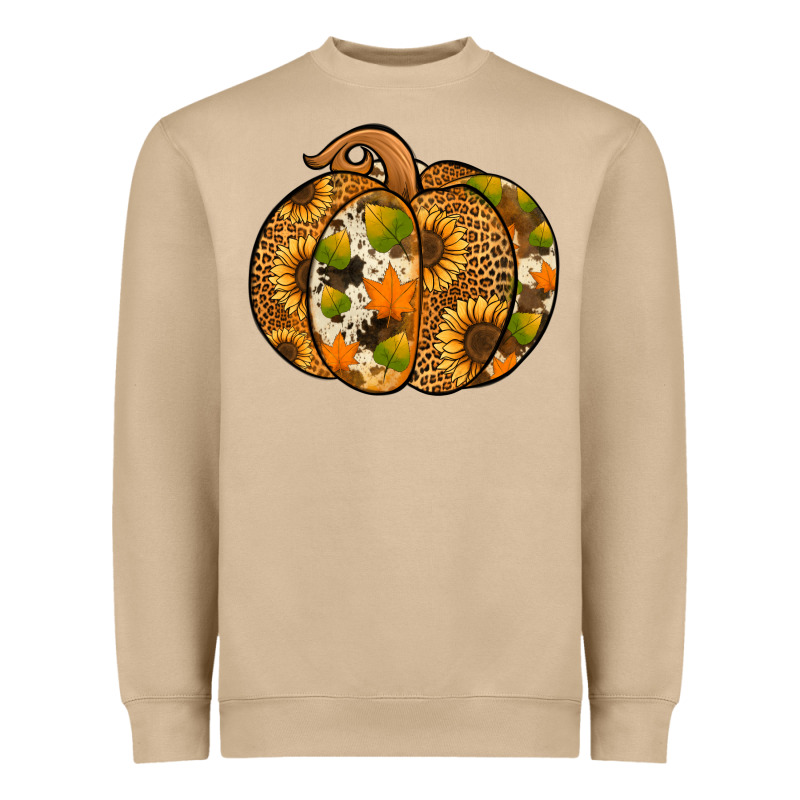 Leopard Cowhide Sunflower Pumpkin Heavyweight Sweatshirt by NancyCooperArtShop | Teevron