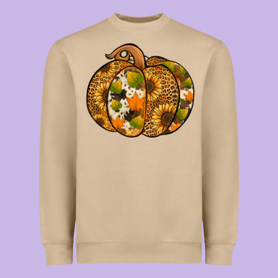 Leopard Cowhide Sunflower Pumpkin Heavyweight Sweatshirt Designed By Nancycooperartshop