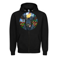 Black Black Angus Cattle with Santa Chick Christmas Zipper Hoodie - RanaPortraitStore