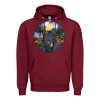Burgundy Black Angus Cattle with Santa Chick Christmas Zipper Hoodie - RanaPortraitStore