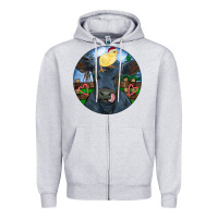Heather Grey Black Angus Cattle with Santa Chick Christmas Zipper Hoodie - RanaPortraitStore