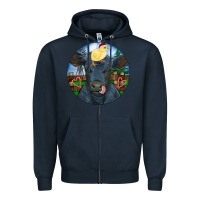 Navy Black Angus Cattle with Santa Chick Christmas Zipper Hoodie - RanaPortraitStore