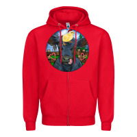 Red Black Angus Cattle with Santa Chick Christmas Zipper Hoodie - RanaPortraitStore