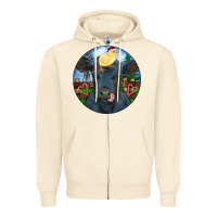 Sandshell Black Angus Cattle with Santa Chick Christmas Zipper Hoodie - RanaPortraitStore