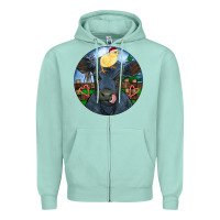 Seafoam Black Angus Cattle with Santa Chick Christmas Zipper Hoodie - RanaPortraitStore