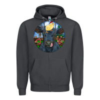 Smoke Black Angus Cattle with Santa Chick Christmas Zipper Hoodie - RanaPortraitStore