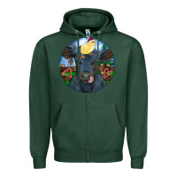 Sports Green Black Angus Cattle with Santa Chick Christmas Zipper Hoodie - RanaPortraitStore