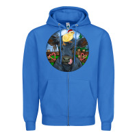 True Royal Black Angus Cattle with Santa Chick Christmas Zipper Hoodie - RanaPortraitStore