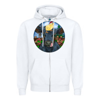 White Black Angus Cattle with Santa Chick Christmas Zipper Hoodie - RanaPortraitStore