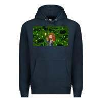 Navy wizard girl and cat Premium Hoodie - TumblerDesignByShophia