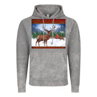 Cloud Rock christmas reindeer red barn country farm christmas Vintage Hoodie - BarkalooDesign