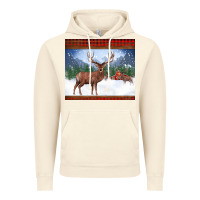 Vintage Artic christmas reindeer red barn country farm christmas Vintage Hoodie - BarkalooDesign