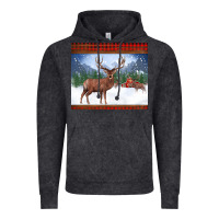 Vintage Black christmas reindeer red barn country farm christmas Vintage Hoodie - BarkalooDesign