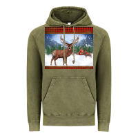 Vintage Olive christmas reindeer red barn country farm christmas Vintage Hoodie - BarkalooDesign