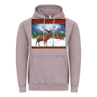 Vintage Zinc christmas reindeer red barn country farm christmas Vintage Hoodie - BarkalooDesign