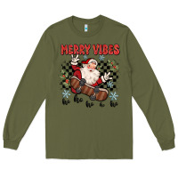 Army Green merry vibes ho ho ho Long Sleeve Tee - MaliasSmallBusiness