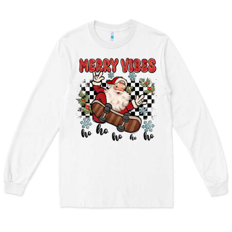 Merry Vibes Ho Ho Ho Long Sleeve Tee by MaliasSmallBusiness | Teevron