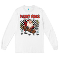 White merry vibes ho ho ho Long Sleeve Tee - MaliasSmallBusiness