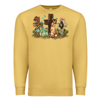 Antique Gold Western rabbit bunny with crosses Easter Day Premium Sweatshirt - HowdyJamesFarm