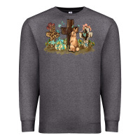 Charcoal Heather Western rabbit bunny with crosses Easter Day Premium Sweatshirt - HowdyJamesFarm