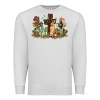 Dove Grey Western rabbit bunny with crosses Easter Day Premium Sweatshirt - HowdyJamesFarm