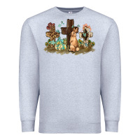Heather Grey Western rabbit bunny with crosses Easter Day Premium Sweatshirt - HowdyJamesFarm