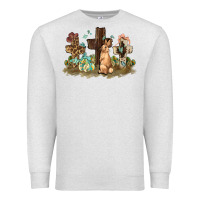 Oatmeal Heather Western rabbit bunny with crosses Easter Day Premium Sweatshirt - HowdyJamesFarm