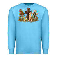 Ocean Blue Western rabbit bunny with crosses Easter Day Premium Sweatshirt - HowdyJamesFarm