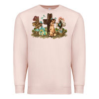 Pale Pink Western rabbit bunny with crosses Easter Day Premium Sweatshirt - HowdyJamesFarm