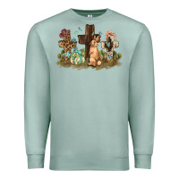 Seafoam Western rabbit bunny with crosses Easter Day Premium Sweatshirt - HowdyJamesFarm