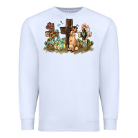 White Western rabbit bunny with crosses Easter Day Premium Sweatshirt - HowdyJamesFarm