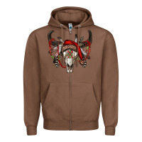 Chestnut Western Christmas Bull Skull Zipper Hoodie - RanaPortraitStore