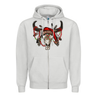 Dove Grey Western Christmas Bull Skull Zipper Hoodie - RanaPortraitStore