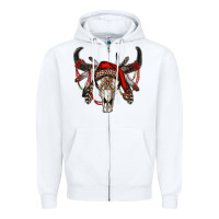 White Western Christmas Bull Skull Zipper Hoodie - RanaPortraitStore