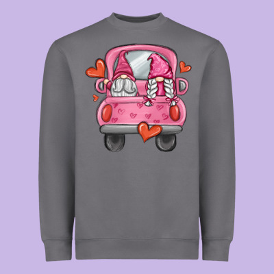 Valentines Day Gnome Truck Heavyweight Sweatshirt Designed By Maliassmallbusiness