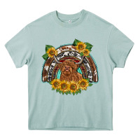 Arona scottish calf sunflowers rainbow Heavy Core Tee - BarkalooDesign