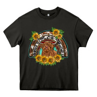 Asphalt scottish calf sunflowers rainbow Heavy Core Tee - BarkalooDesign