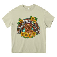 Mossy scottish calf sunflowers rainbow Heavy Core Tee - BarkalooDesign