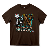 Chocolate Brown rn nurse Heavy Core Tee - CowhideDigitalArt