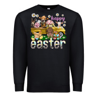 Black Happy Easter truck with farm animals Easter Day Premium Sweatshirt - HowdyJamesFarm