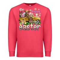 Cardinal Happy Easter truck with farm animals Easter Day Premium Sweatshirt - HowdyJamesFarm