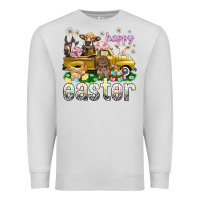 Dove Grey Happy Easter truck with farm animals Easter Day Premium Sweatshirt - HowdyJamesFarm